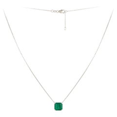 Every Day White Gold 18K Necklace Emerald Diamond For Her