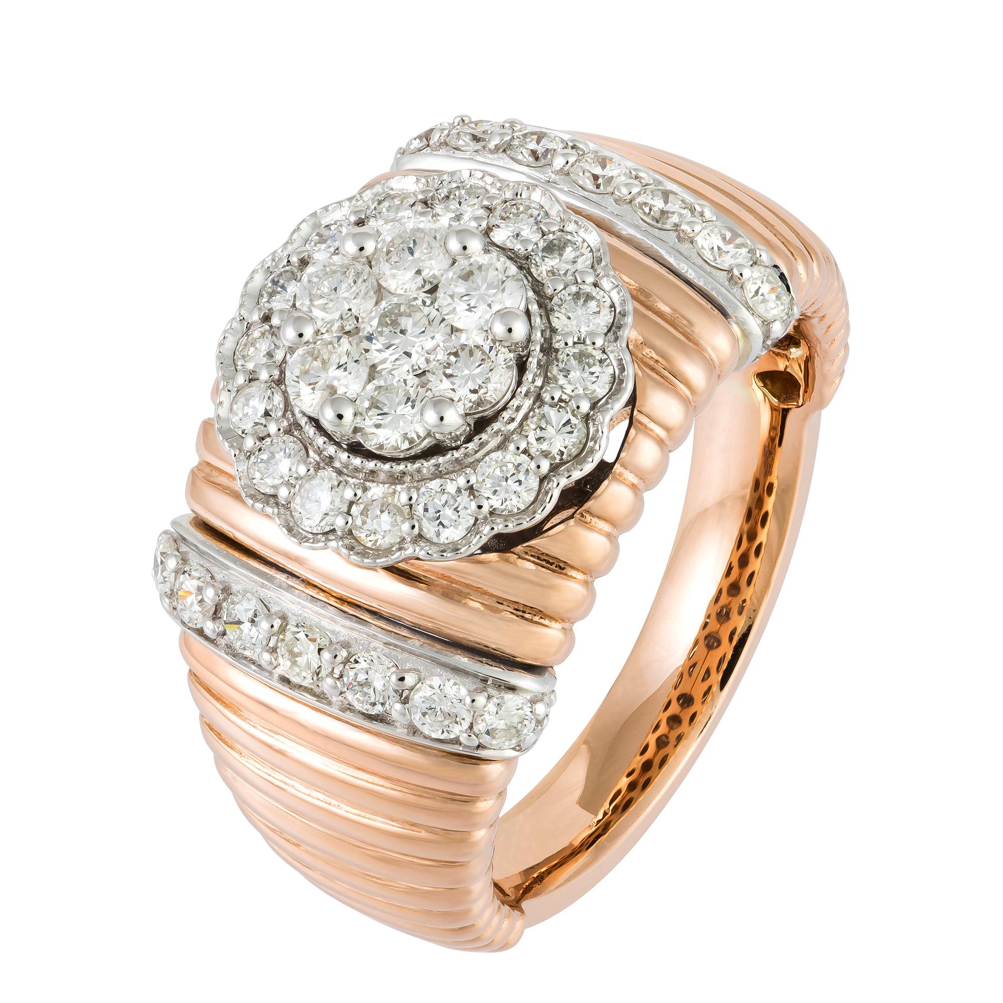 Im Angebot: Jeder Tag Weiß-Rosa 18K Gold Weißer Diamantring für ihr () 2