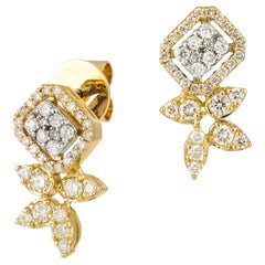 Jeden Tag Weiß-Gelbgold-Ohrringe aus 18 Karat Diamant für sie