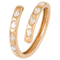 Every Day Yellow 18K Gold White Diamond Ring For Her
