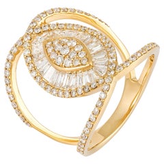 Every Day Yellow 18K Gold White Diamond Ring for Her
