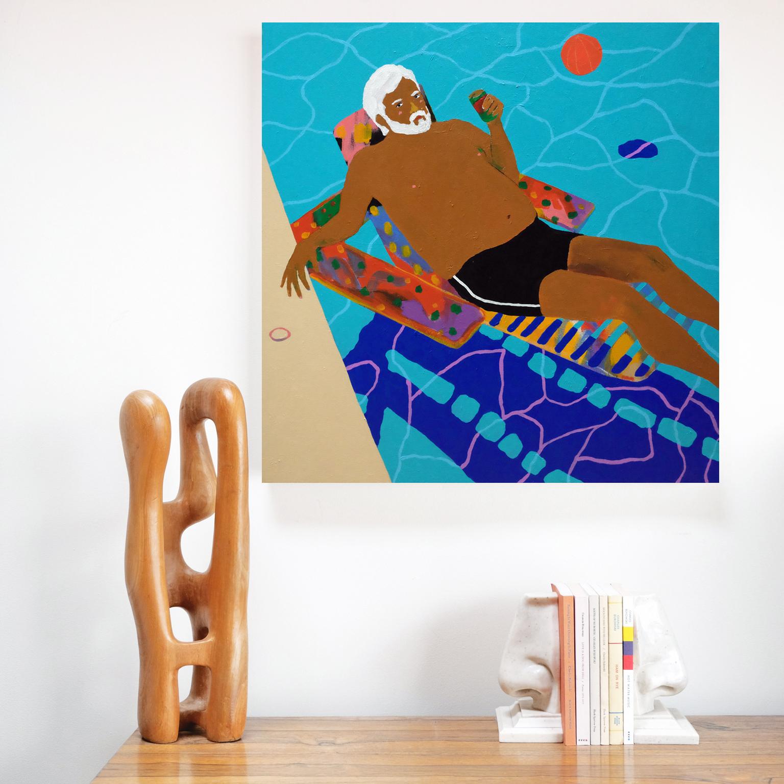 Modern 'Every Man is an Island' Portrait Painting by Alan Fears Pop Art Pool For Sale