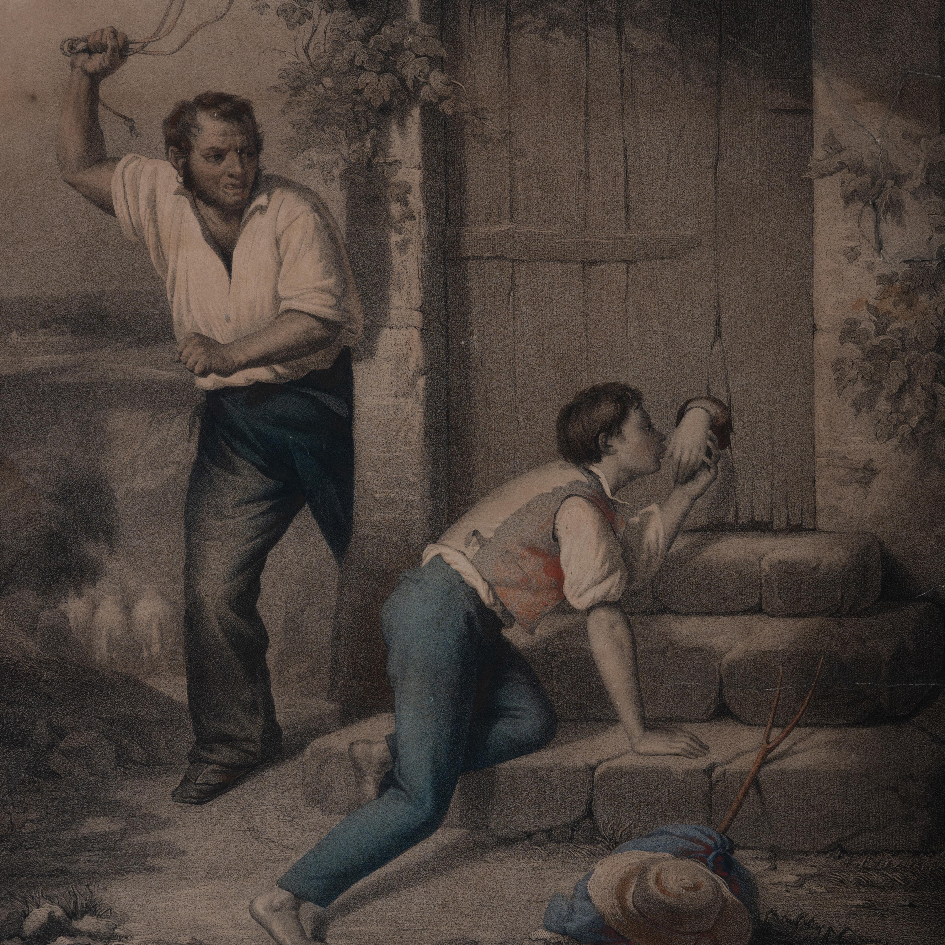 Verre Chaque rose a un clou - Lithographie française, vers les années 1860 en vente