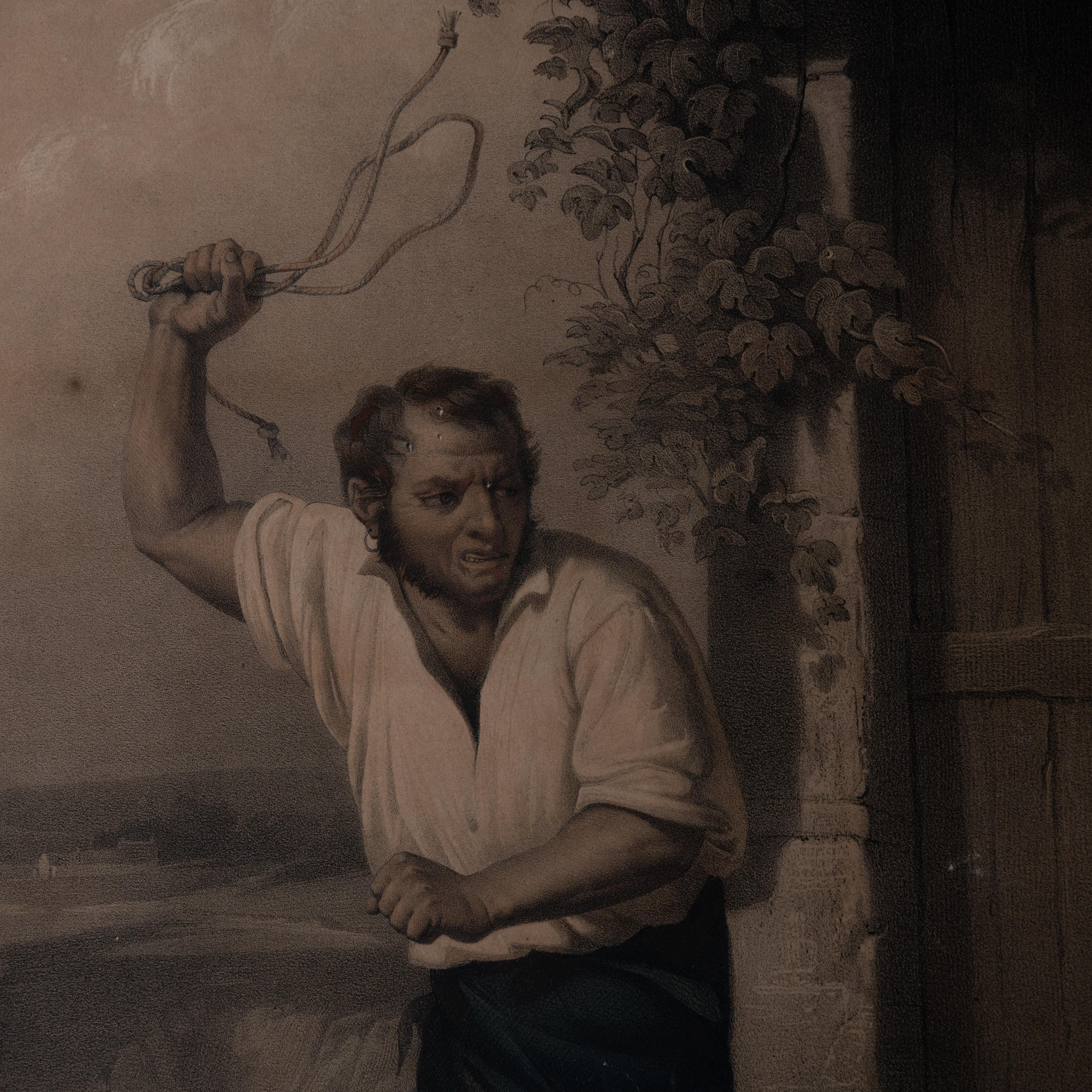 Chaque rose a un clou - Lithographie française, vers les années 1860 en vente 1