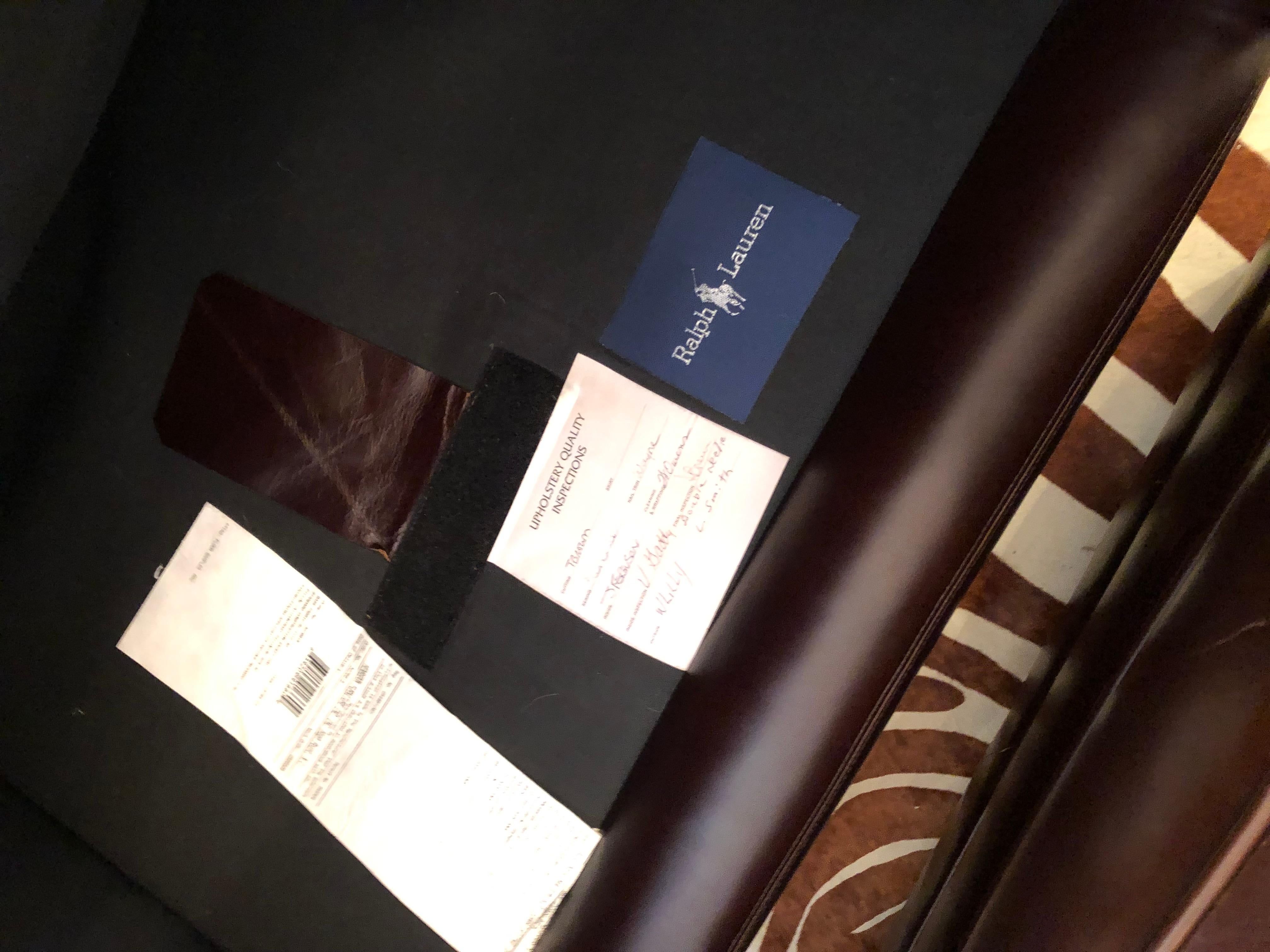 Large Dark Brown Leather Club Chair and Ottoman by Ralph Lauren 10