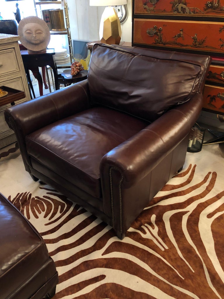 Everybody's Favorite Comfy Large Leather Club Chair and Ottoman by Ralph  Lauren