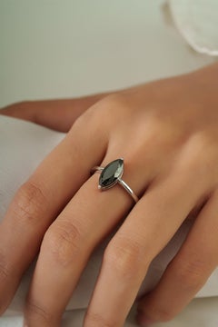 Everyday 1.96ct Marquise Cut Black Diamond Solitaire Ring in 14K White Gold