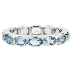 Everyday 2.47 Ct Oval Aquamarine Eternity Band Ring in 14K White Gold Stackable