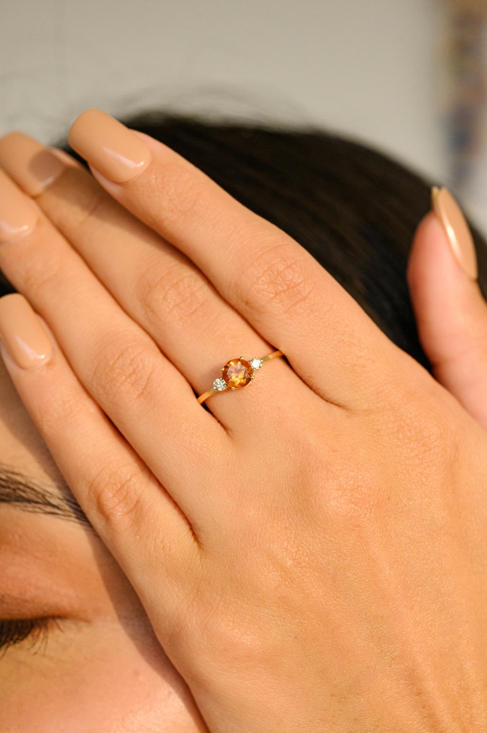 Citrine et or jaune Boucles d'oreilles Bague Pendentif Cadeau pour Elle en vente 7