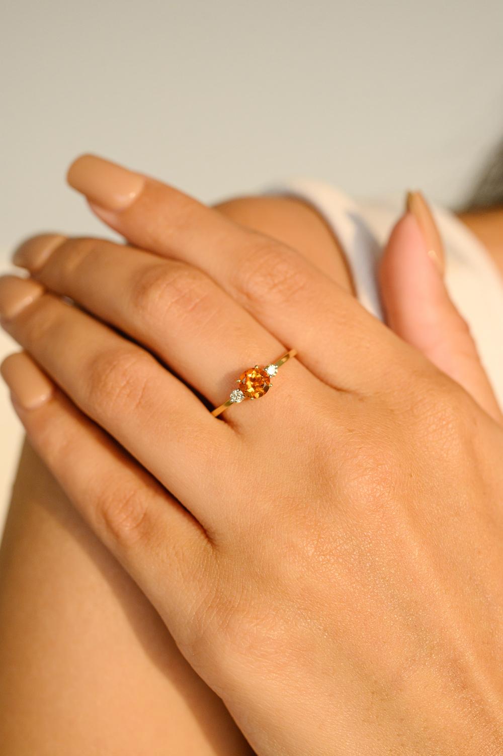 Citrine et or jaune Boucles d'oreilles Bague Pendentif Cadeau pour Elle en vente 9