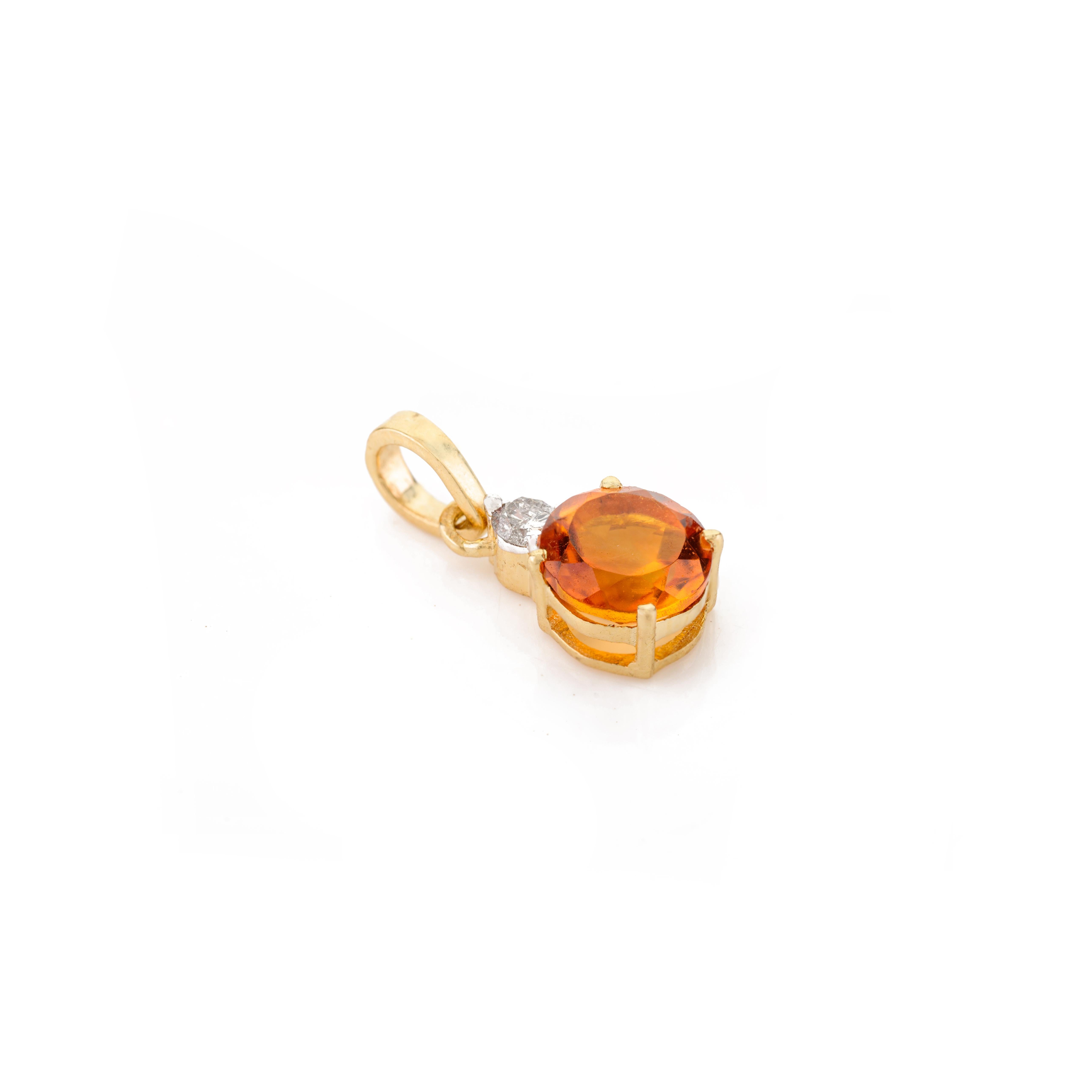 Taille ronde Citrine et or jaune Boucles d'oreilles Bague Pendentif Cadeau pour Elle en vente