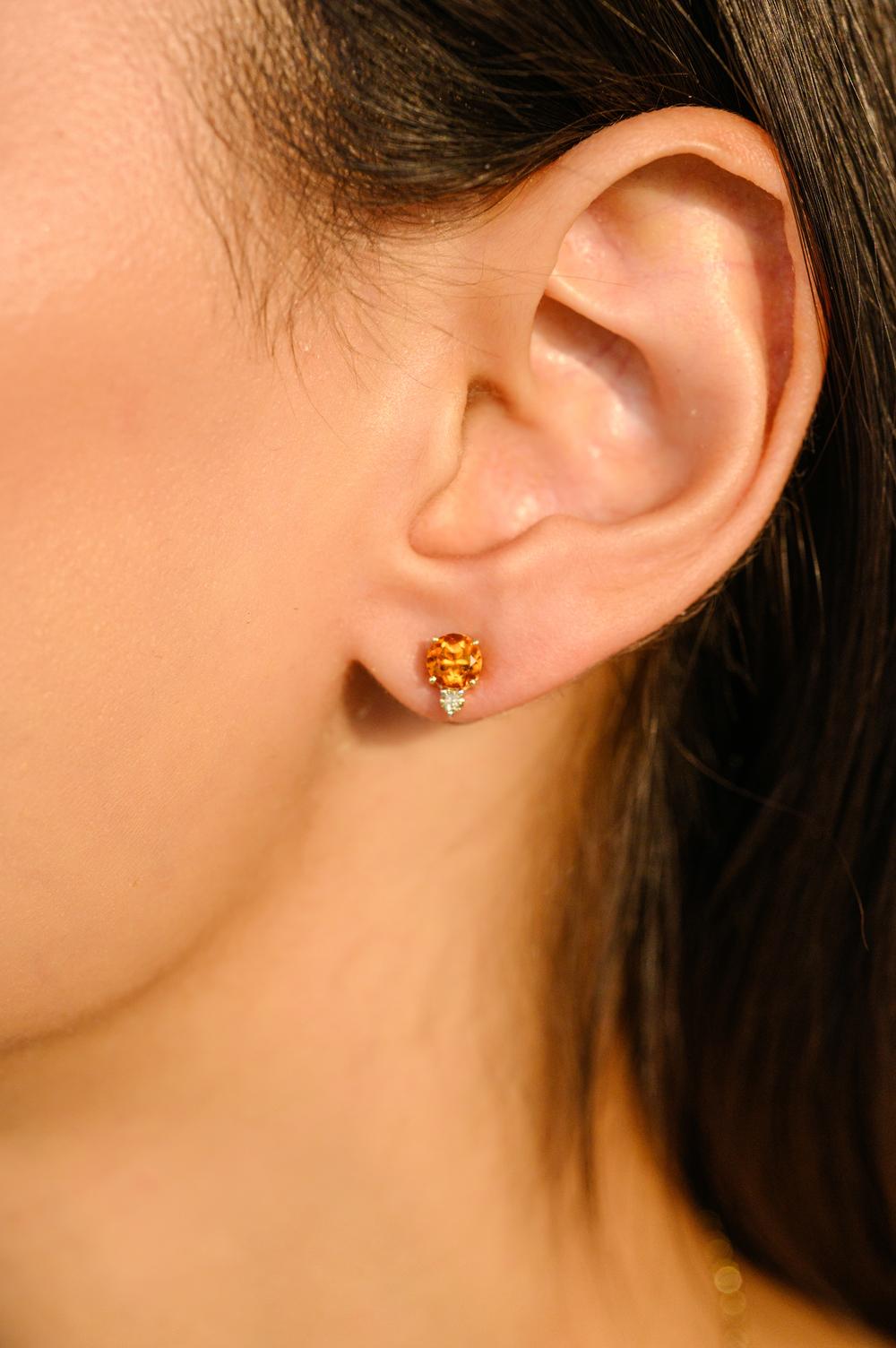 Citrine et or jaune Boucles d'oreilles Bague Pendentif Cadeau pour Elle en vente 3