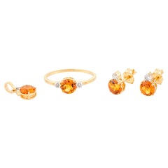 Jeden Tag Citrin- und Gelbgold-Ohrringe mit Ring-Anhänger, Geschenk für sie