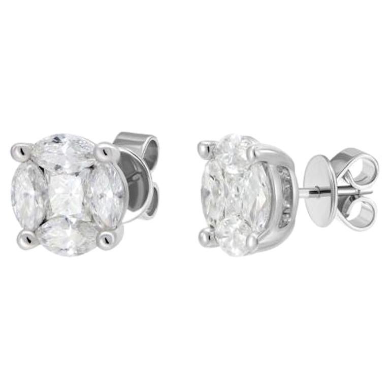 Everyday Classic Cluster Diamond White Gold Diamond Stud Earrings for Her