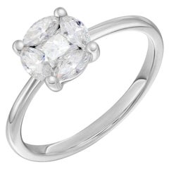 Everyday Classic Diamond Cluster White Gold Engagement Ring for Her