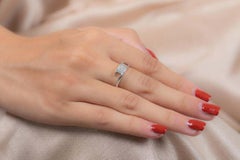 Everyday Dainty Natural Diamond Ring Gift for Girlfriend in 18k Solid White Gold