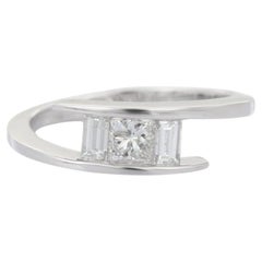 Anillo de diamantes naturales para regalo de novia en oro blanco macizo de 18 quilates