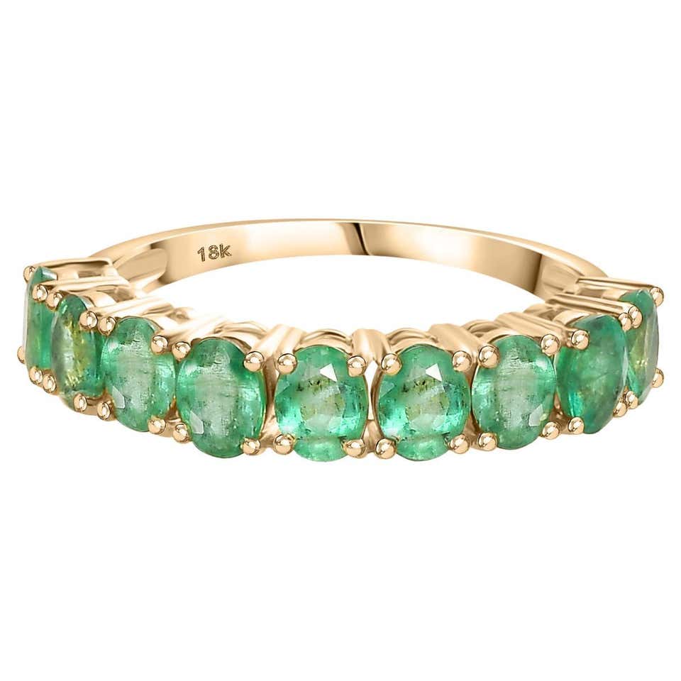 Customizable Unique Emerald May Birthstone Half Band Ring for Women in ...