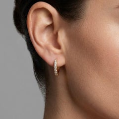 Boucles d'oreilles créoles en or 14 carats avec diamants de 0,04 ct, à porter au quotidien