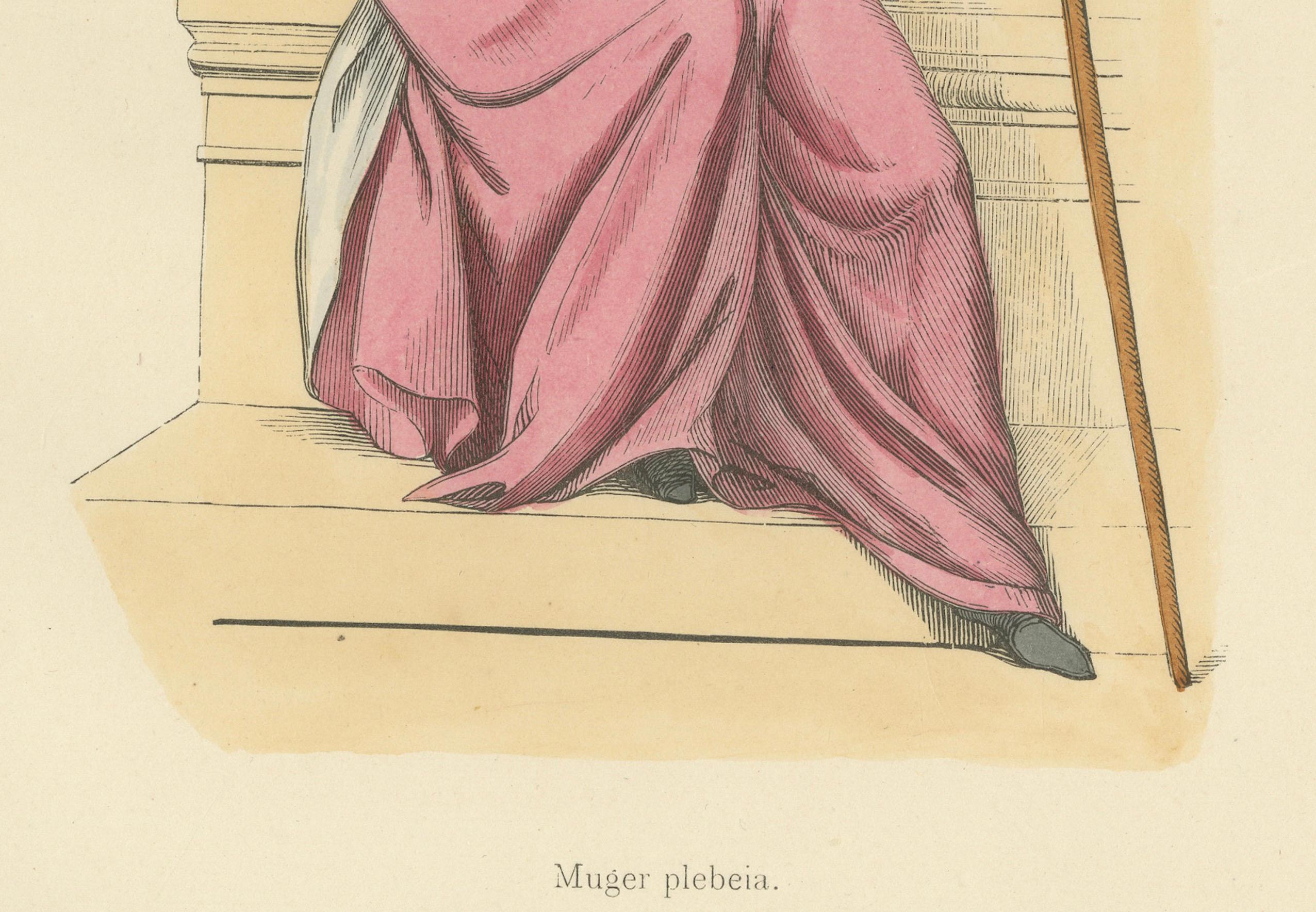 The original antique print shows a seated figure labeled 