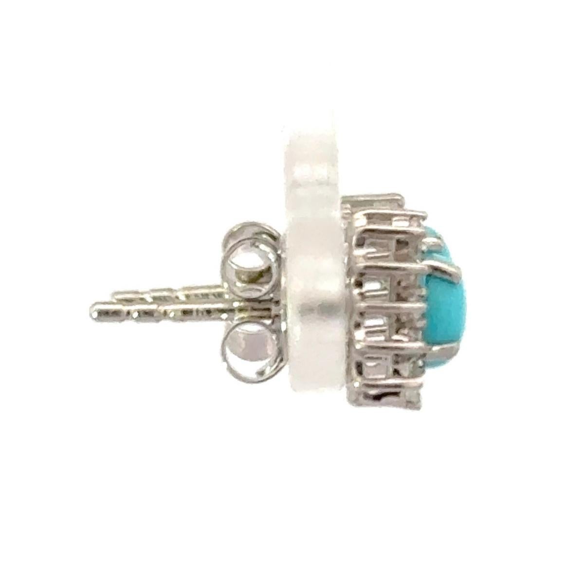Clous d'oreilles Everyday Halo Zircon avec turquoise 925 pour mère cadeau Neuf - En vente à New York, NY