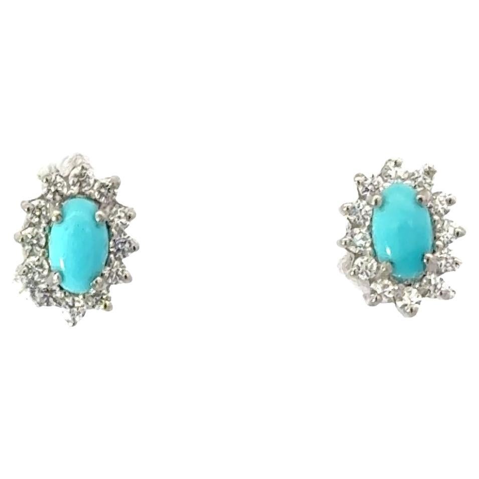 Clous d'oreilles Everyday Halo Zircon avec turquoise 925 pour mère cadeau