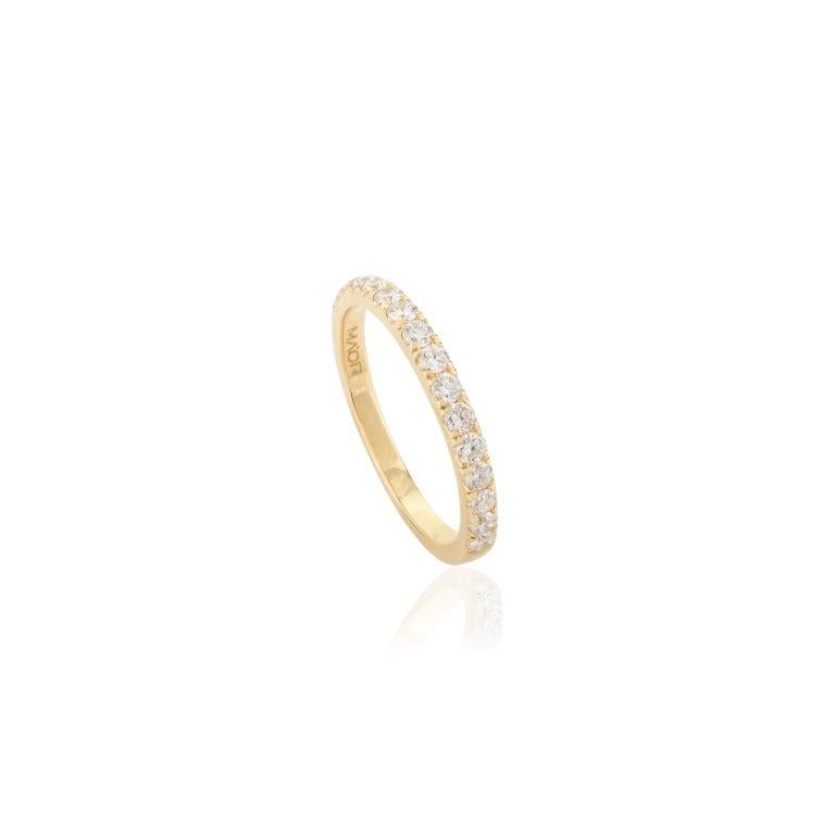 For Sale:  Everyday Moissanite Half Eternity Band Ring for Mom in 18k Solid Yellow Gold 4