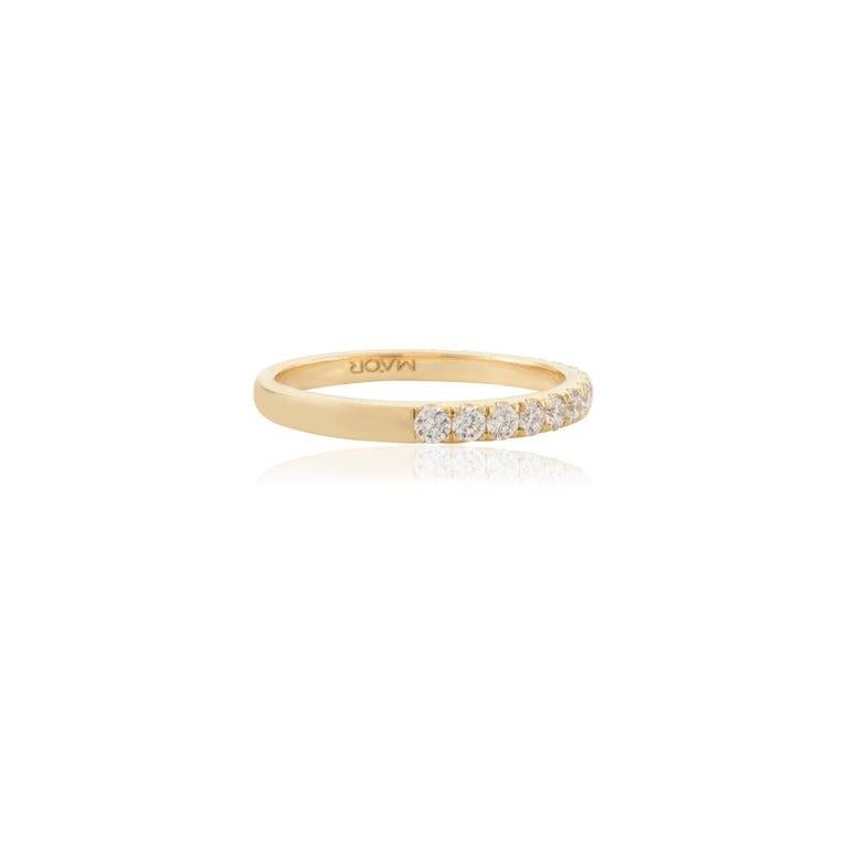 For Sale:  Everyday Moissanite Half Eternity Band Ring for Mom in 18k Solid Yellow Gold 5