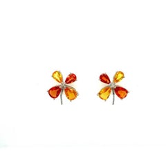 Everyday Multi Sapphire Clover Flower Earrings Best Graduation Gift in Silver