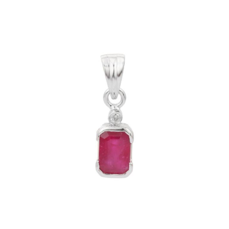 This Everyday Octagon Cut Natural Ruby and Diamond Pendant is meticulously crafted from the finest materials and adorned with stunning ruby which enhances confidence, leadership qualities and attract career opportunities.
This delicate to statement