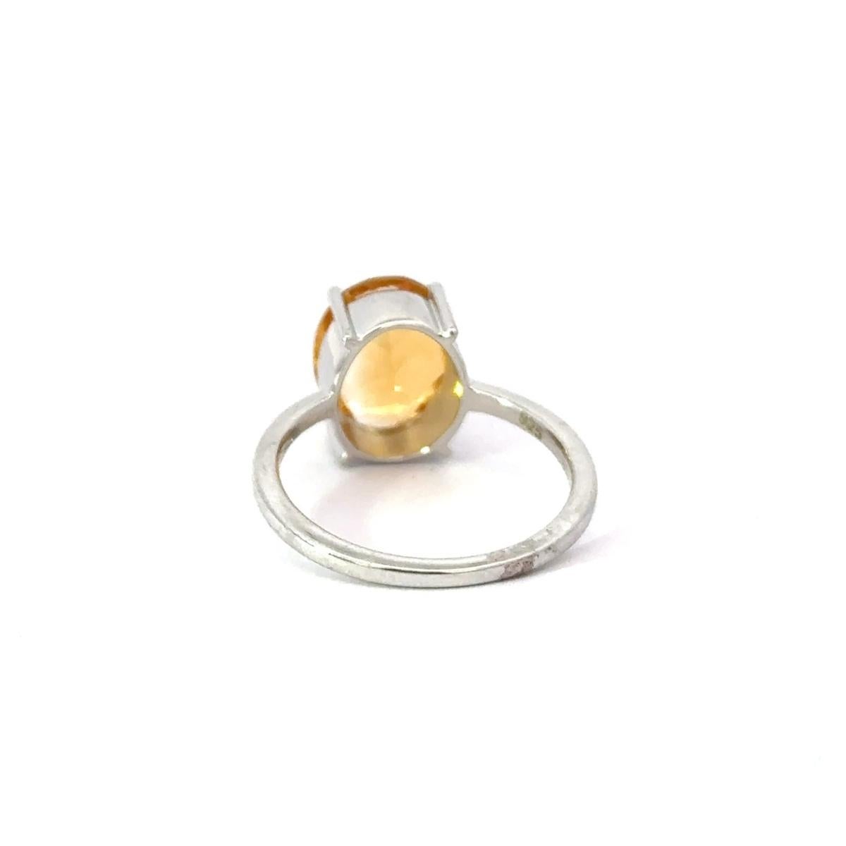En vente :  Bague Solitaire Citrine Naturelle Coupe Ovale pour Maman Cadeau en Argent 3