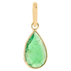 Pendentif émeraude poire de tous les jours Craft en or jaune 14k Cadeau pour maman