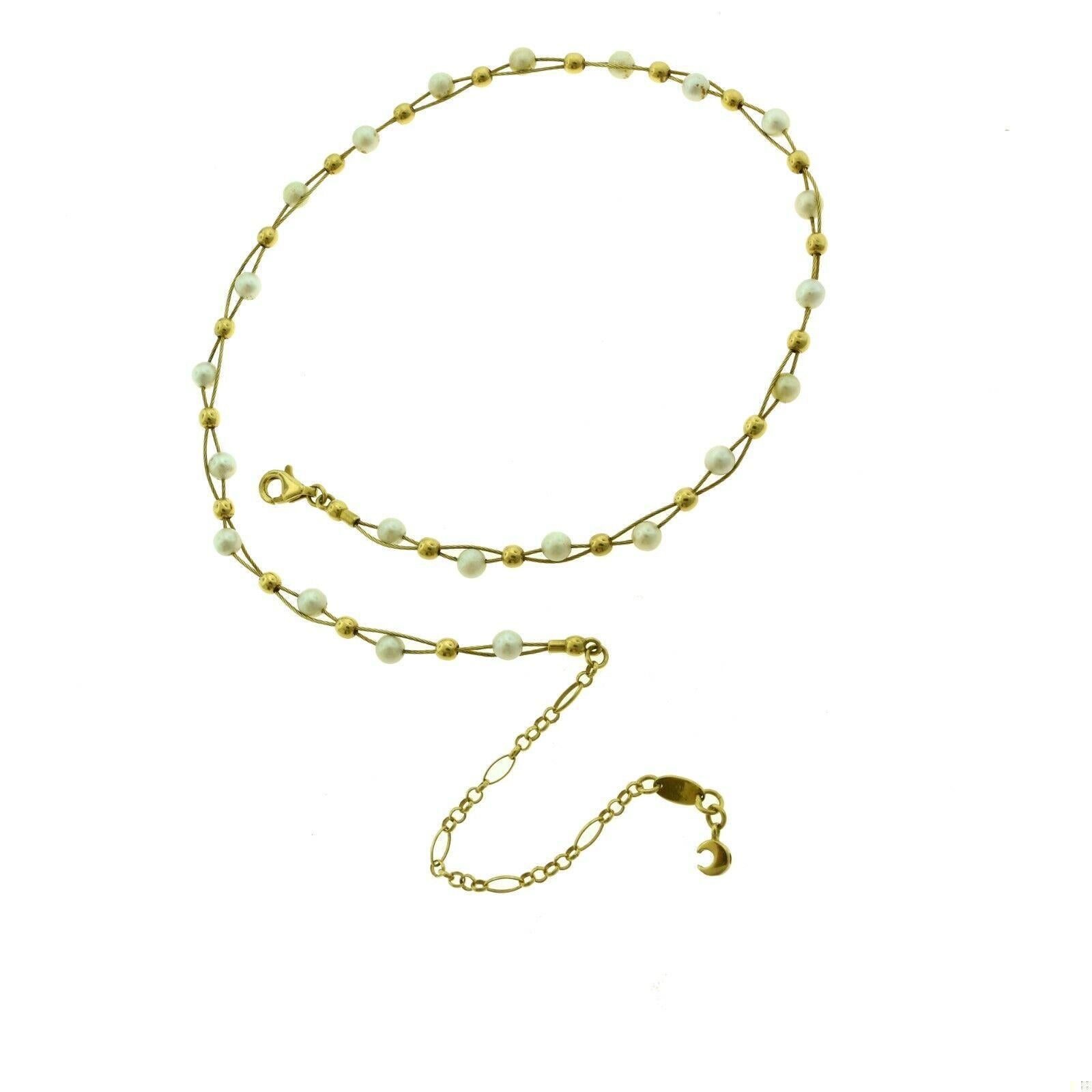 Stile: Collana girocollo
Materiale: Oro giallo
Purezza del metallo: 18k
Pietre: Perla
Lunghezza: 12 - 15