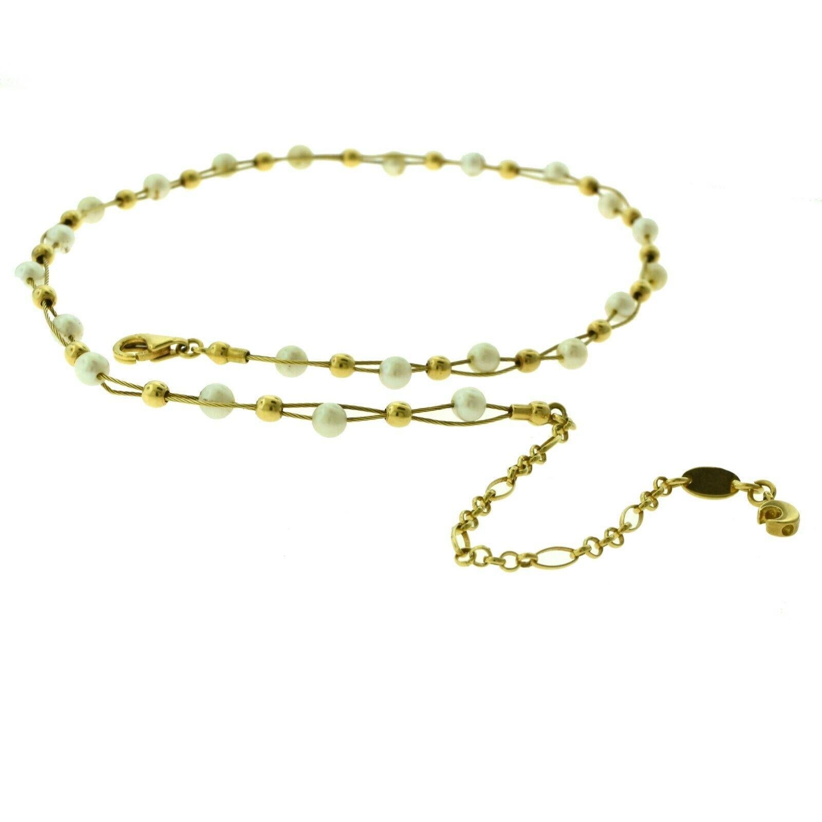 Taglio rotondo Collana girocollo con perle e perline dorate intrecciate in vendita