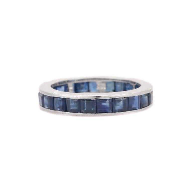 For Sale:  Everyday Ring Blue Sapphire Birthstone Eternity Ring For Her, Bridesmaid Gifts 5