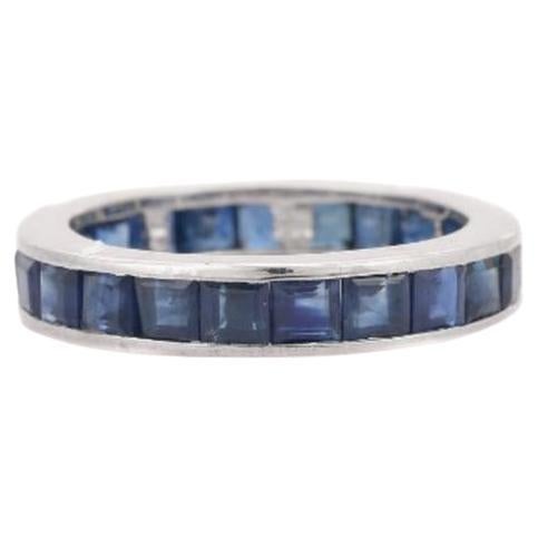For Sale:  Everyday Ring Blue Sapphire Birthstone Eternity Band for Birthday Gift in Silver
