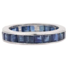 Bague de tous les jours Bague d'éternité pour maman en argent sterling avec pierre de naissance saphir bleu