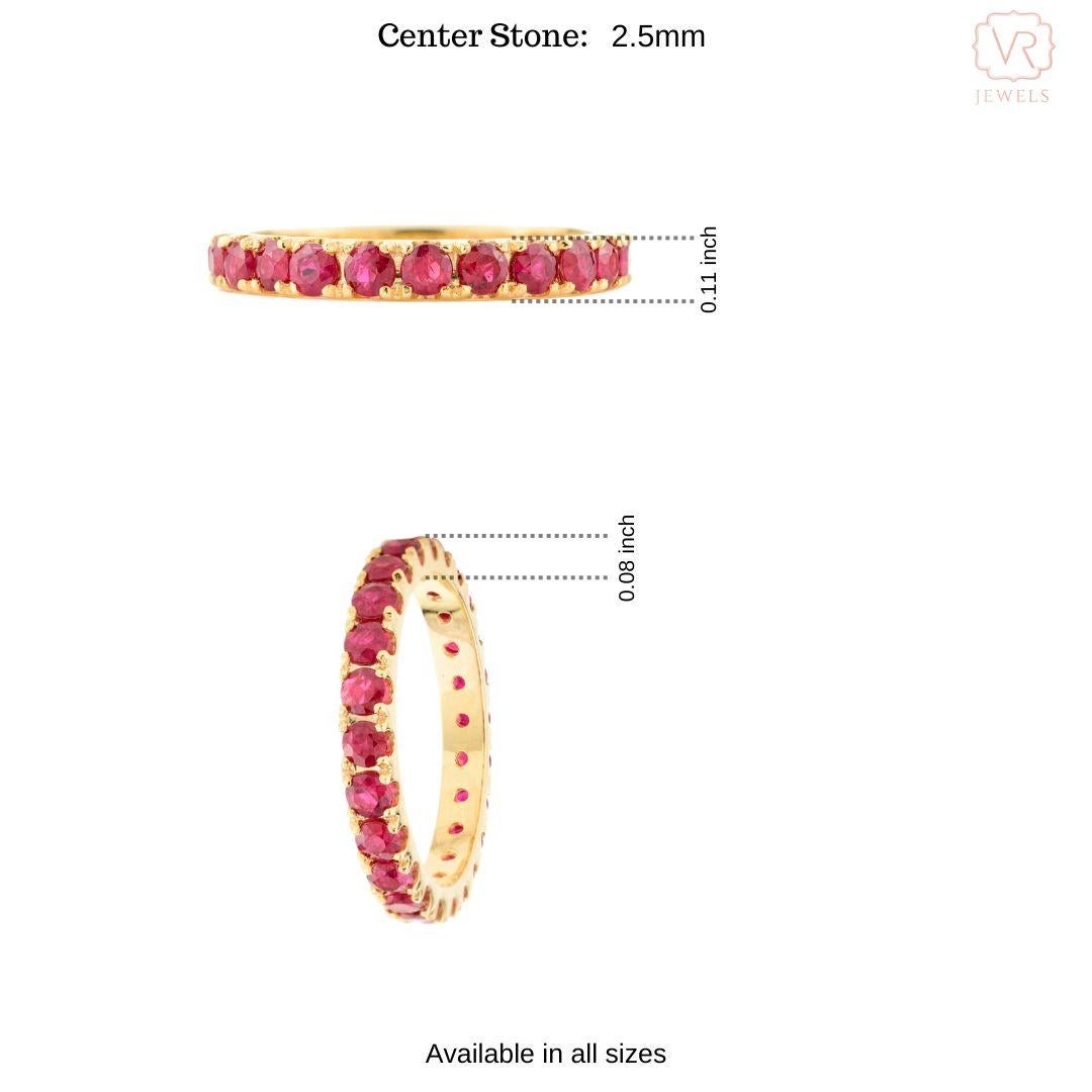 For Sale:  Everyday Ruby Eternity Band Ring Gift for Girlfriend in 14k Solid Yellow Gold 9