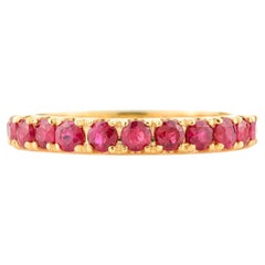 Everyday Ruby Eternity Band Ring Gift for Girlfriend in 14k Solid Yellow Gold