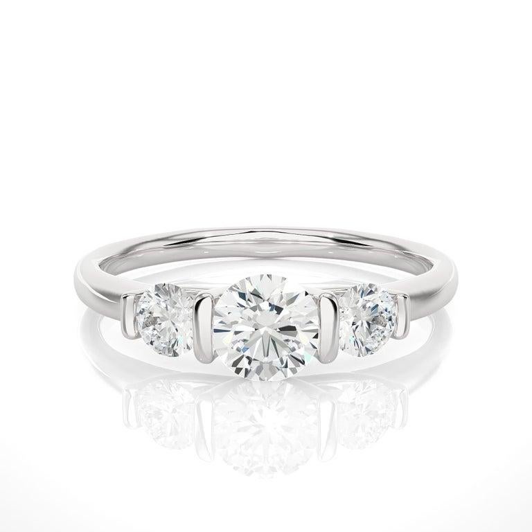 For Sale:  Everyday Sterling Silver Moissanite Three Stone Wedding Ring for Women Gift 3