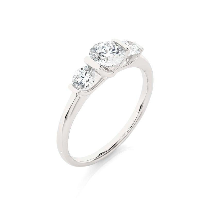 For Sale:  Everyday Sterling Silver Moissanite Three Stone Wedding Ring for Women Gift 6