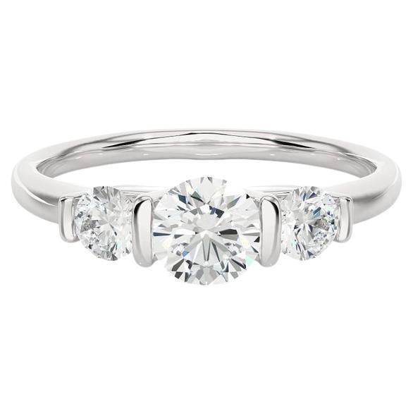 Everyday Sterling Silver Moissanite Three Stone Wedding Ring for Women Gift