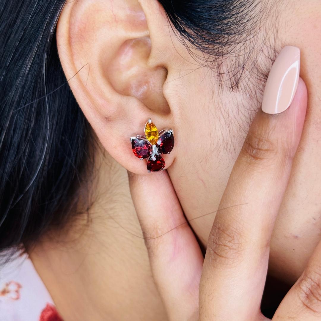 Everyday Tiny Multi Gemstone Stud Earring in sterling silver to make a statement with your look. You shall need stud earrings to make a statement with your look. These earrings create a sparkling, luxurious look featuring, marquise cut natural