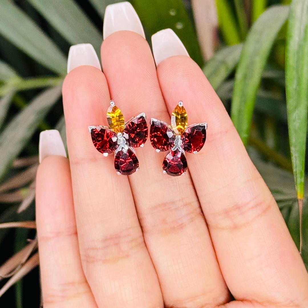 Everyday Tiny Multi Gemstone Stud Earring Made in Sterling Silver Gift for Girls For Sale 2
