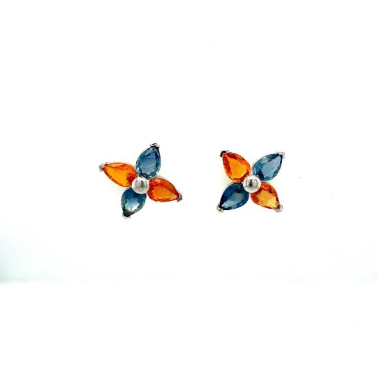 Pear Cut Everyday Tiny Multi Sapphire Stud Earrings for Women Gift in Sterling Silver For Sale
