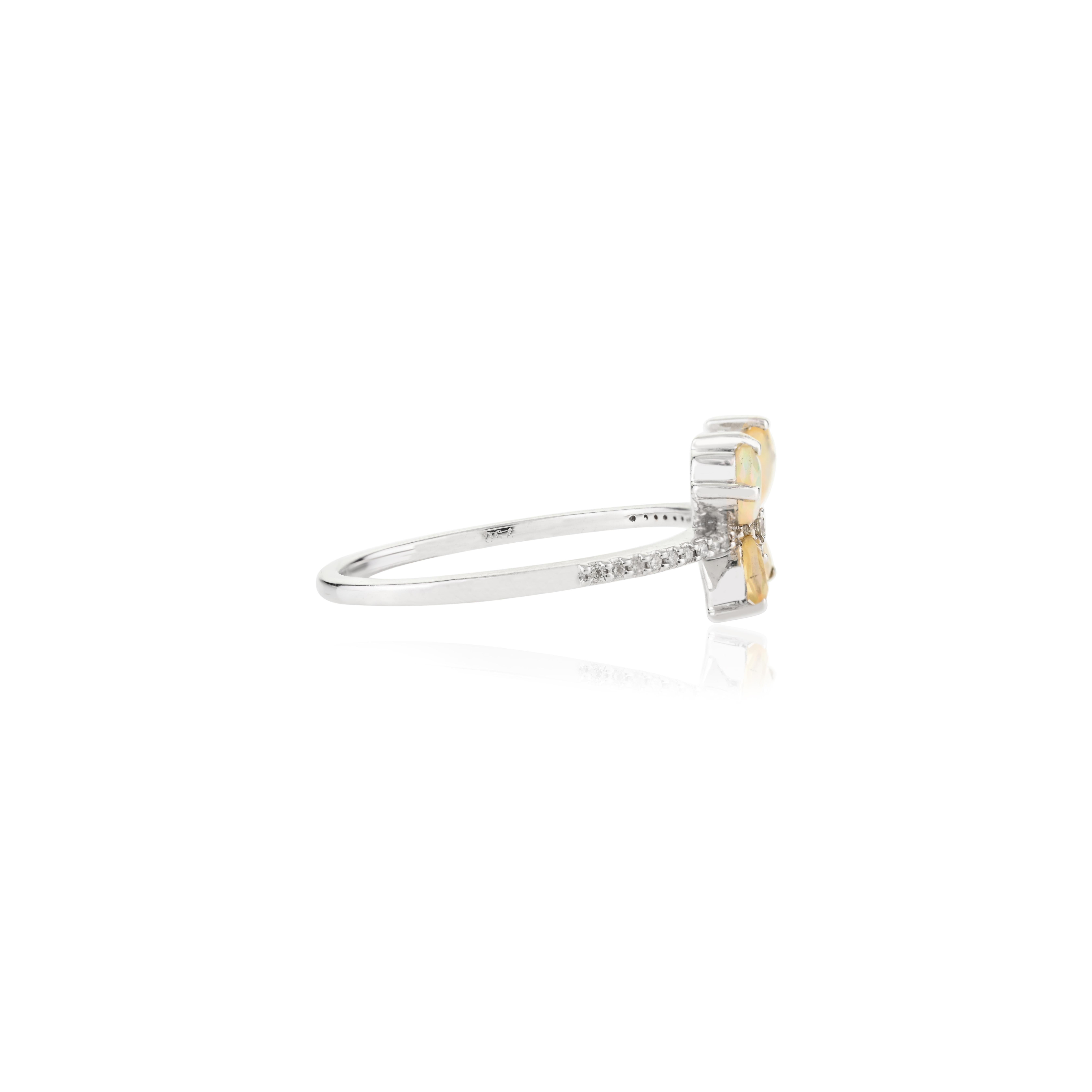 Im Angebot: Everyday Tiny Opal Diamant Schmetterlingsring Geschenk für Freundin aus 14k Weißgold () 3