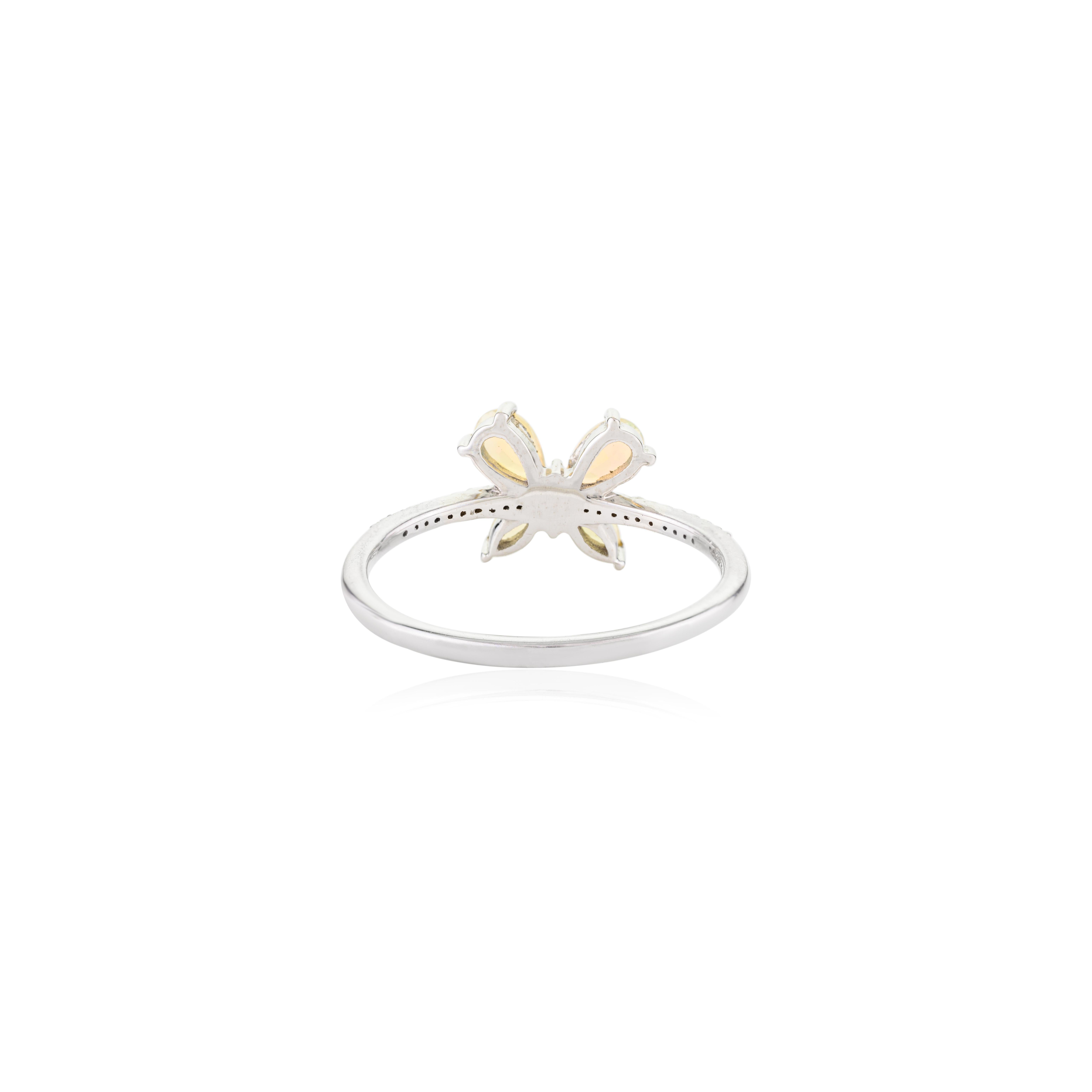 Im Angebot: Everyday Tiny Opal Diamant Schmetterlingsring Geschenk für Freundin aus 14k Weißgold () 5