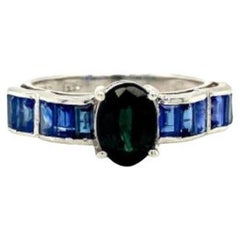 Everyday Unisex 3,20 Karat natürlicher blauer Saphir Ring aus Sterlingsilber