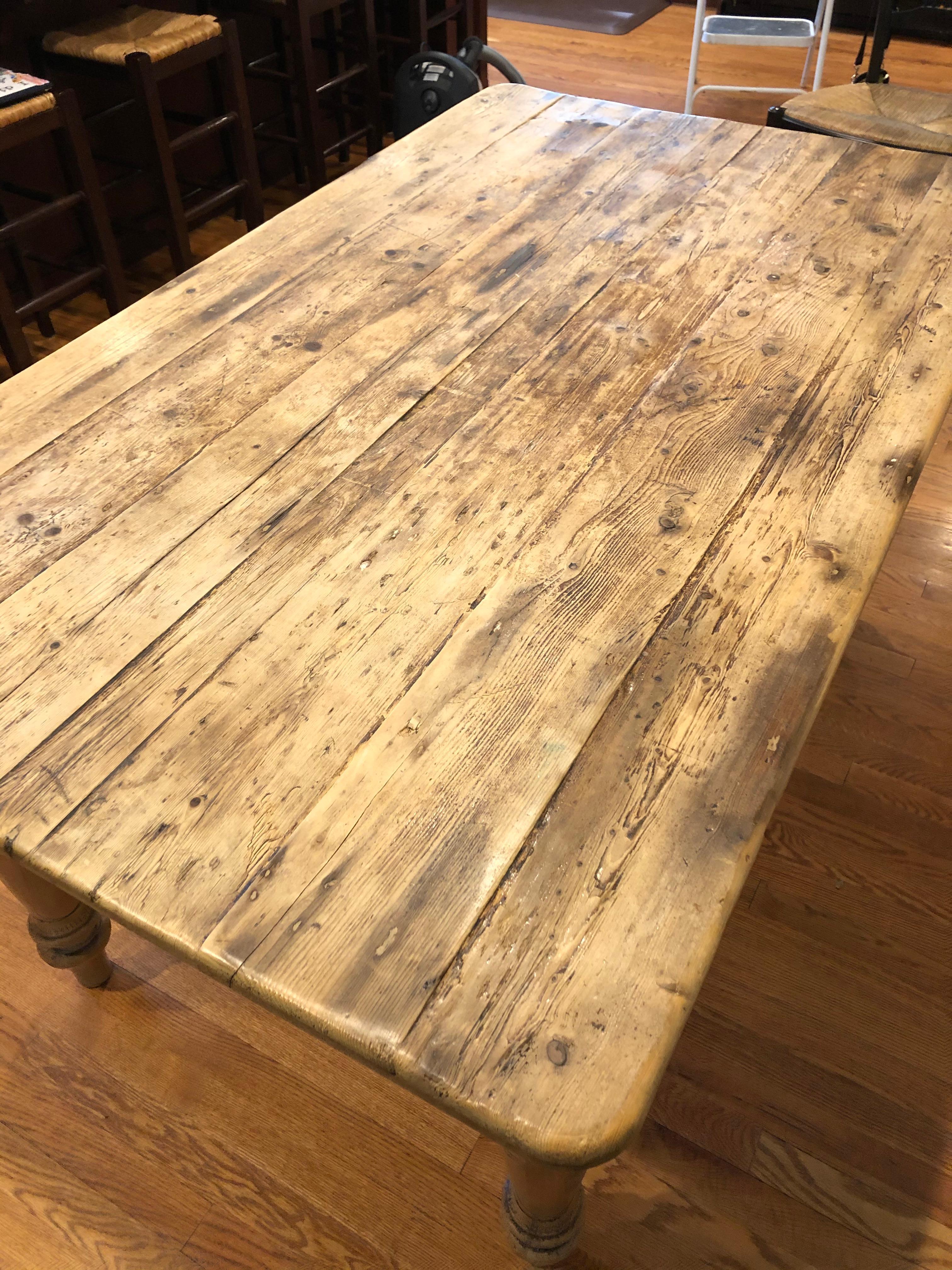 Rustic Everyone's Favorite American Pine Antique Farm Table