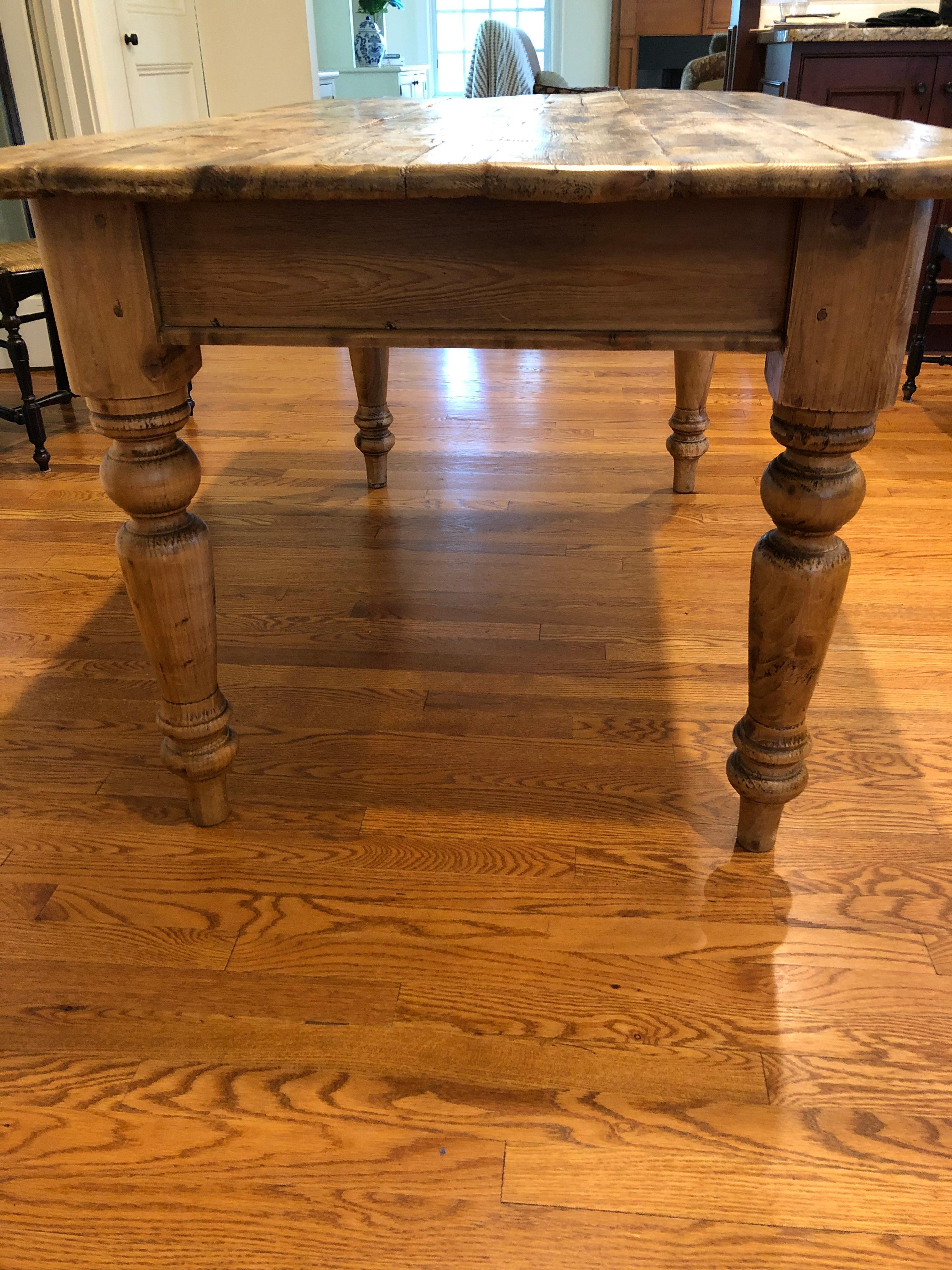 Everyone's Favorite American Pine Antique Farm Table 1